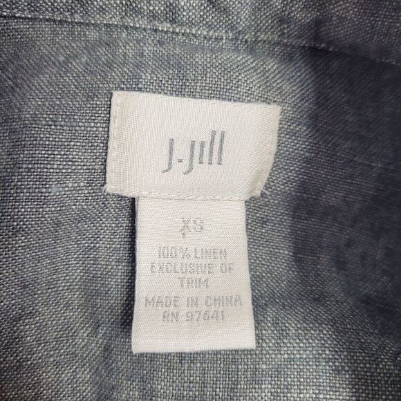 J. JILL shacket gray oversized linen patchwork shirt‎ jacket XS - Picture 9 of 9
